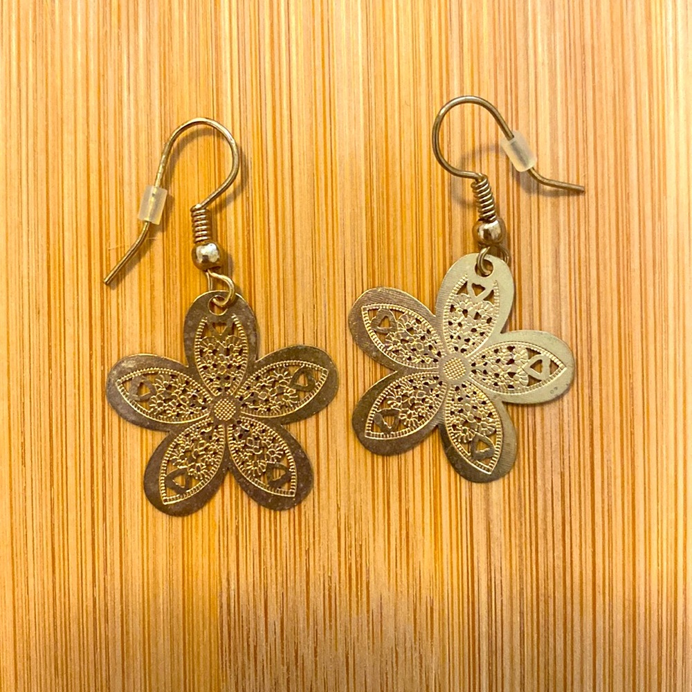 Gold flower earrings